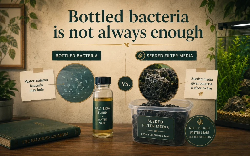 Bottled aquarium bacteria compared with established seeded biological filter media