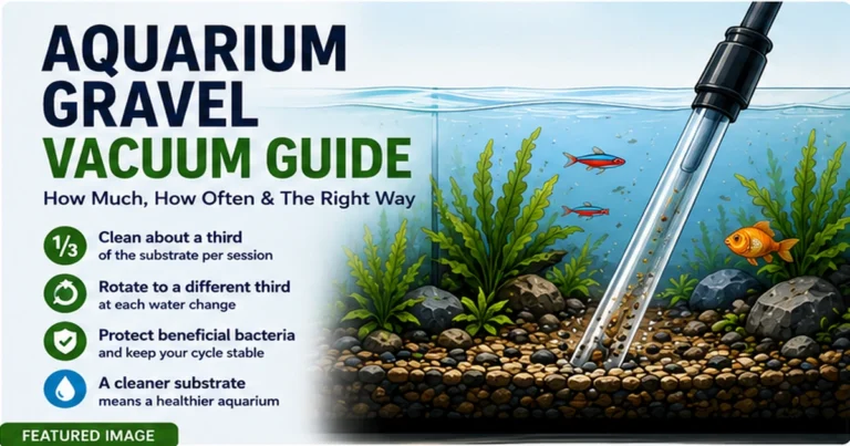 Aquarium gravel vacuum cleaning substrate while fish swim above