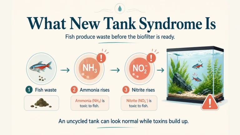 Fish waste causing ammonia and nitrite to rise in a new uncycled aquarium before its biological filter is established