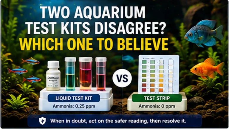 Featured infographic comparing a liquid aquarium test kit and a test strip